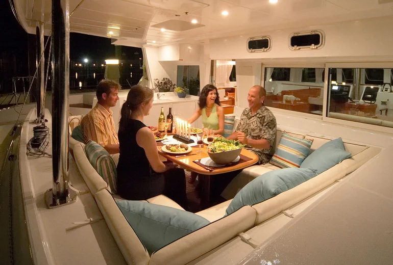 Catamaran sailing in the Croatian Adriatic with full canvas