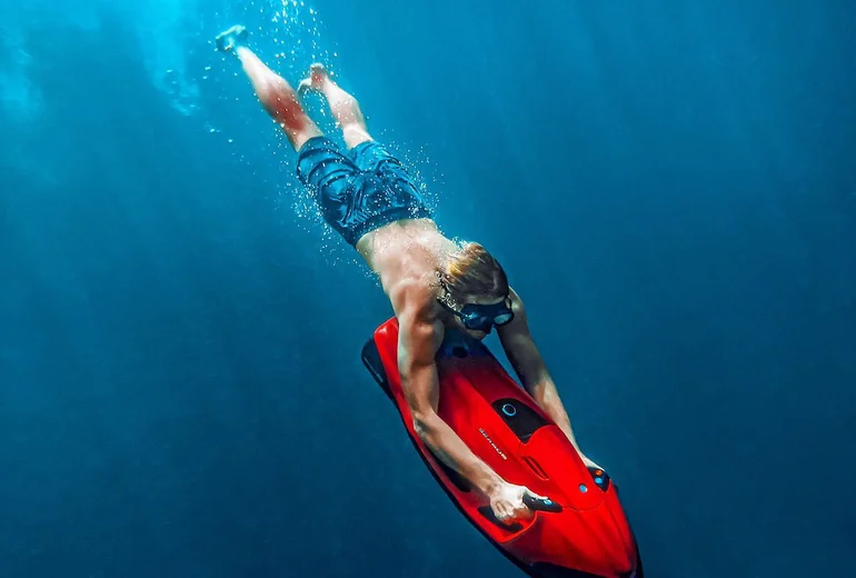 Seabob F5 underwater scooter for catamaran charter guests